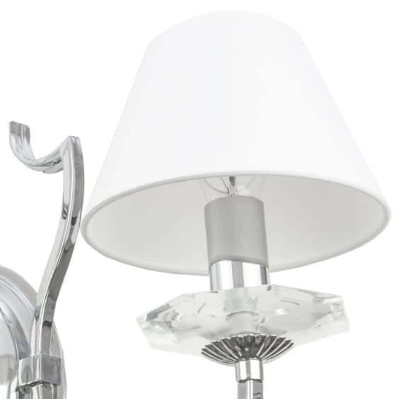 Klasyczny kinkiet Riga W02779CH-WH Cosmolight metal tkanina srebrny biały