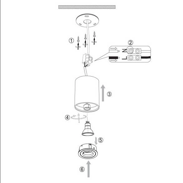 Okrągła oprawa sufitowa Atom C016CL-01B tuba czarna