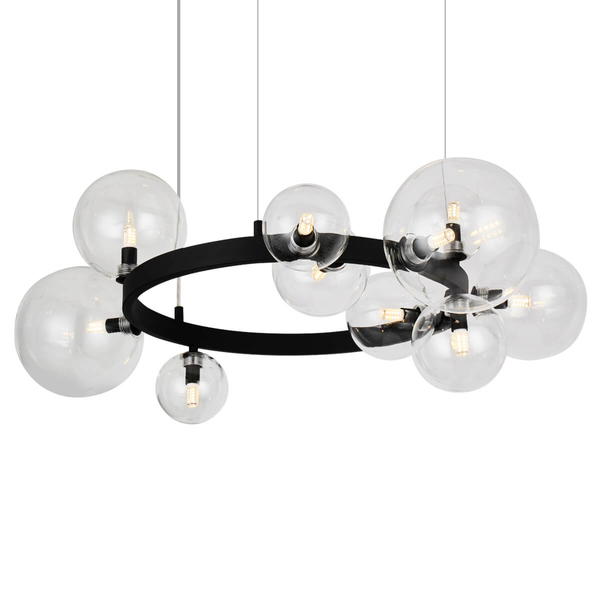 Okrągła lampa wisząca z kulami BUBBLES AZ5869+AZ5872 czarny przezroczysty