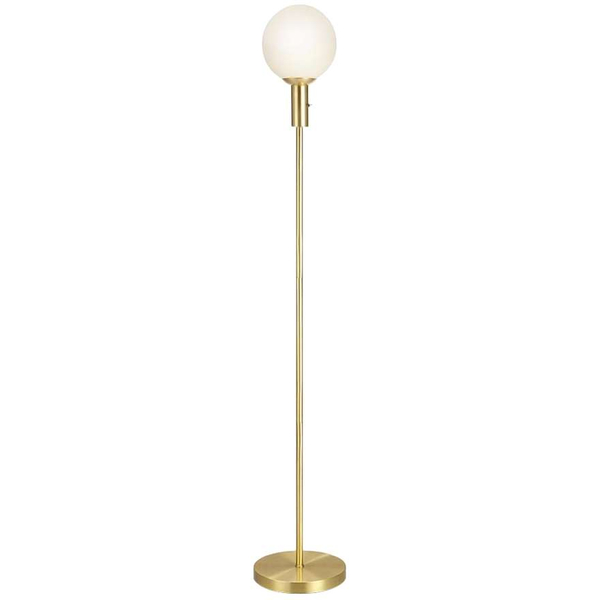 Stojąca LAMPA podłogowa MINNA 106867 Markslojd szklana OPRAWA do salonu kula ball mosiądz biała