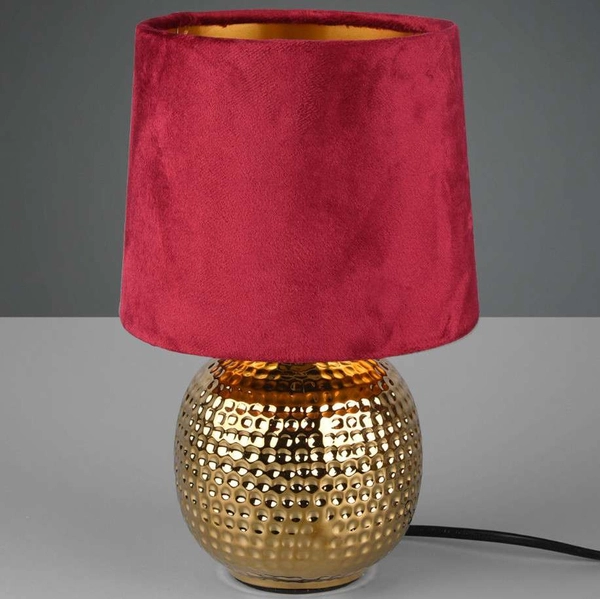 Abażurowa LAMPA stołowa EUDORA DL010-50821 RL Light stojąca LAMPKA nocna na biurko ceramiczna czerwona złota