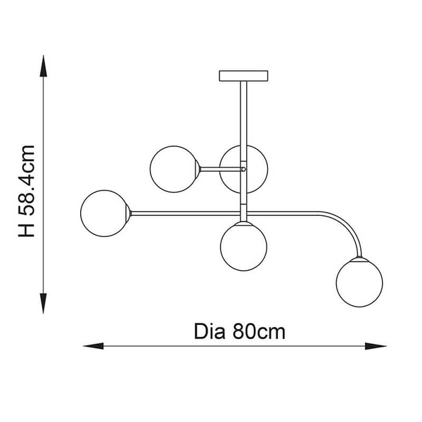 Wielopunktowa lampa sufitowa Otto 75939 kulista mosiądz przezroczysty