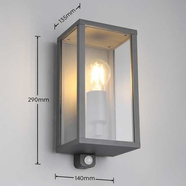 Elewacyjna lampa KORIEL DL142201869 lampion z czujnikiem ruchu antracyt