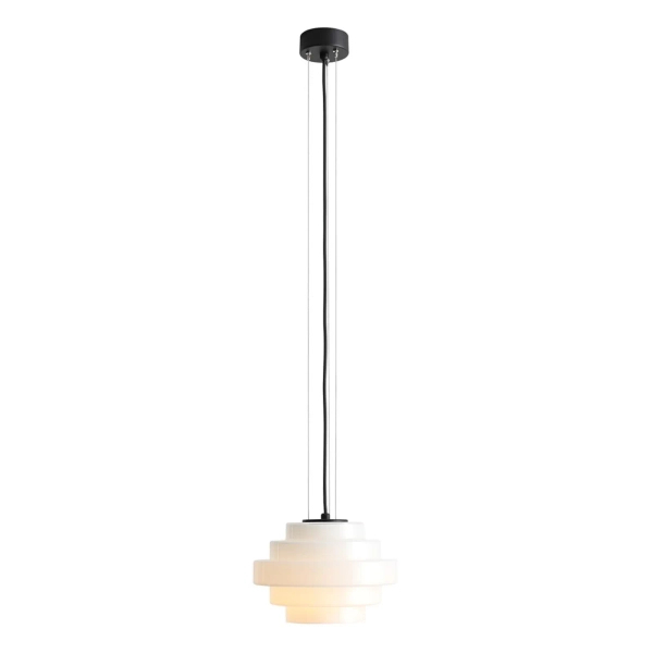 Wisząca lampa  biała czarna FILO szklana 1xE27 do sypialni 9001G1