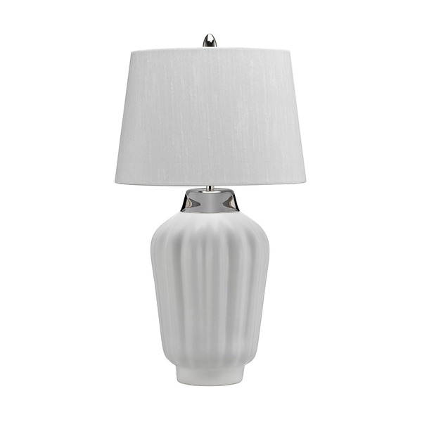 Ceramiczna lampka biurkowa QN-BEXLEY-TL-WPN nikiel biała