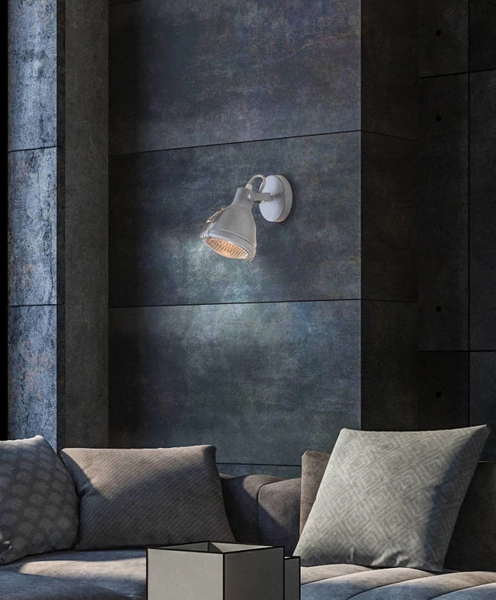 Industrialna lampa kinkiet CRODO 91-71101 reflektorek regulowany szary