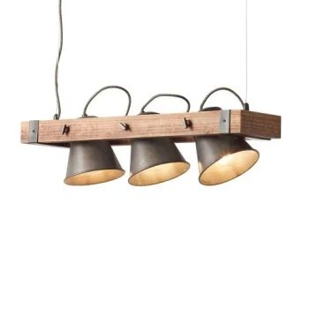 Potrójna lampa wisząca Plow 82173/46 loftowa drewniana czarna
