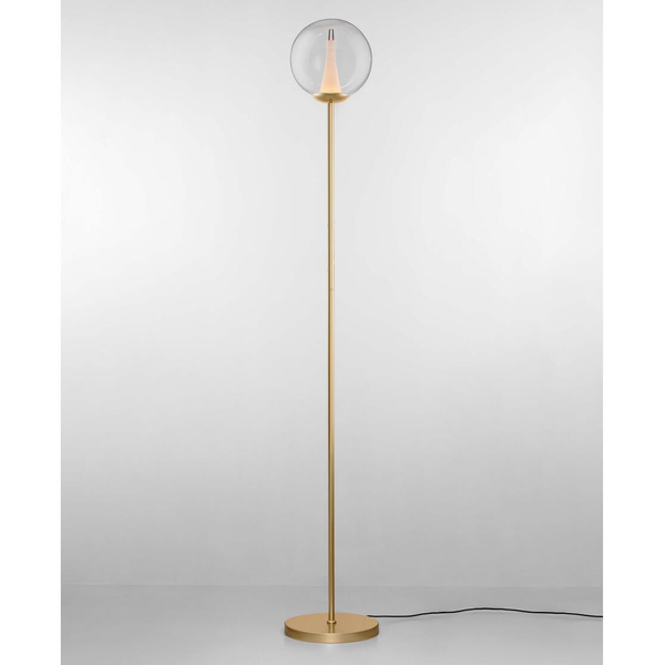 Podłogowa lampa do salonu HUALMAY LE44835 LED 7W 3000K kula przezroczysta złota