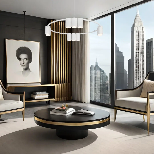 Metalowa lampa wisząca GENESIS ML0374 pierścień tuby białe