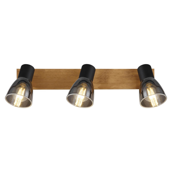 Nasufitowa lampa Claude 54307-3W drewno przydymiona