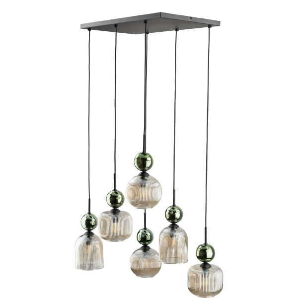 Glamour lampa zwisająca Sophia Green 11150 klosze żebrowane zielony