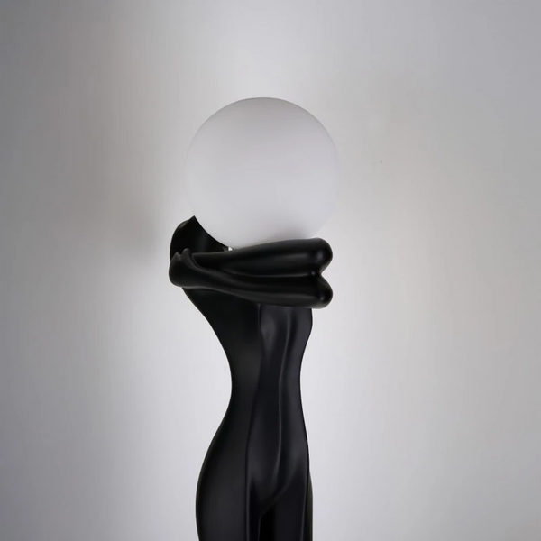 Stojąca lampa człowiek HESTIA czarna biała AZ6787 1xE27 kulista