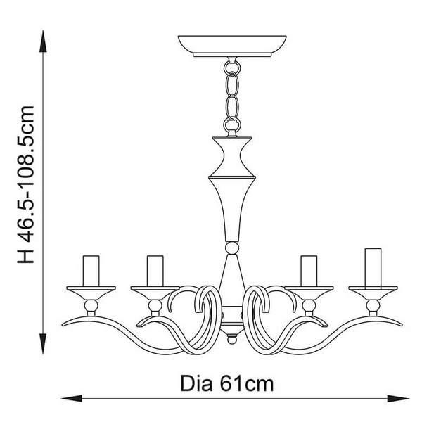 Łańcuchowy żyrandol Kora KORA-5CH świecznikowa chrom