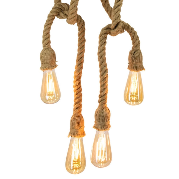 Ekologiczna lampa wisząca Haiti 4007/6 BM BL bambus sznur czarno beżowa