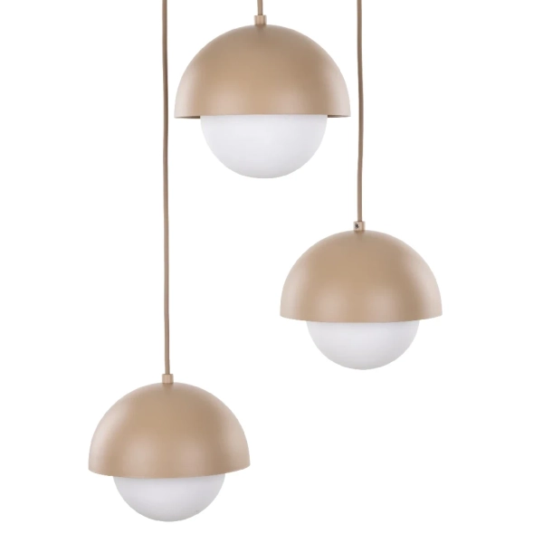 Minimalistyczna zwisająca lampa Bono Sabia 10720 mleczne kule beżowy