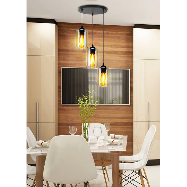 Wisząca lampa nad stół Bistro 33-00576 szklana brązowa czarna