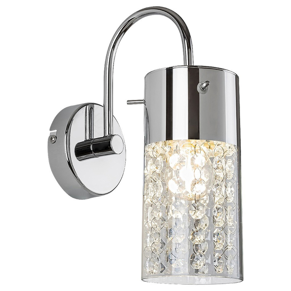 Glamour lampa ścienna Niagara szklany kinkiet z kryształkami chrom