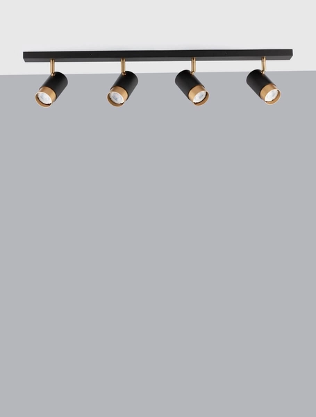 Lampa sufitowa Cayes listwa z reflektorkami czarna złota