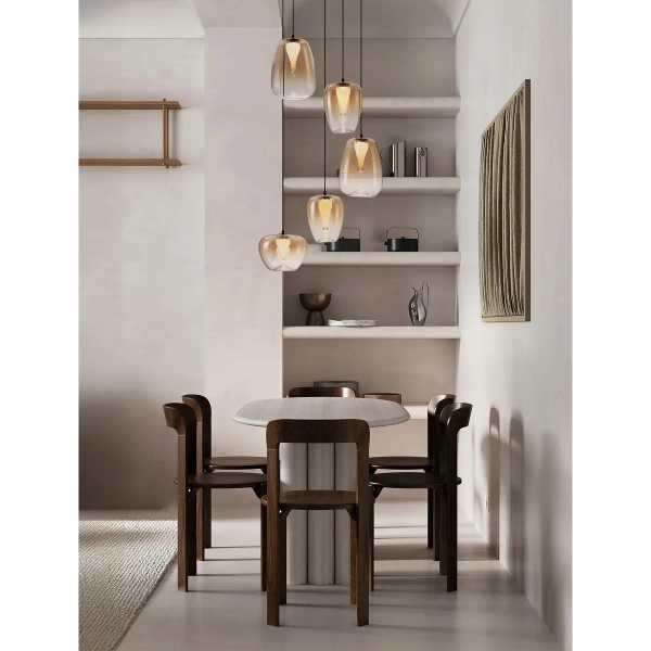 Wisząca lampa szklana JAREVIA LE45127 LED 18W 3000K owalna złota