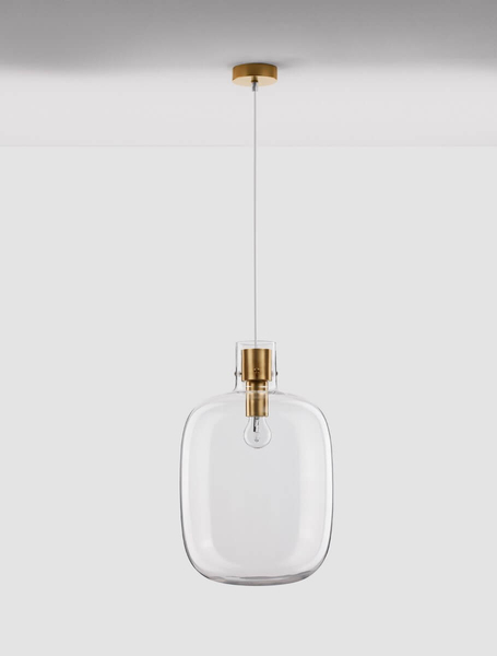 Nowoczesna lampa wisząca Padre do holu przezroczysta złota