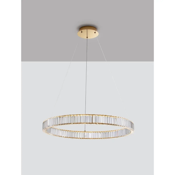 Ring lampa wisząca Bauta crystal LED 47W 3500K nad stół złota