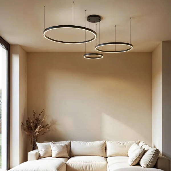 Pierścieniowa wisząca lampa do salonu Monza 1236 LED 116W 3000-6000K czarny