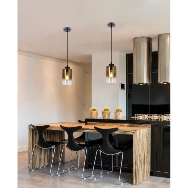 Szklana lampa wisząca Aspra 31-16256 bursztynowy przezroczysty czarny