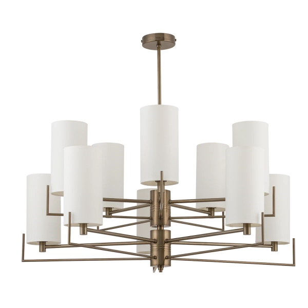 Abażurowy żyrandol do sypialni Nemi NEM-ZW-10 (T) tubki mosiądz tytan