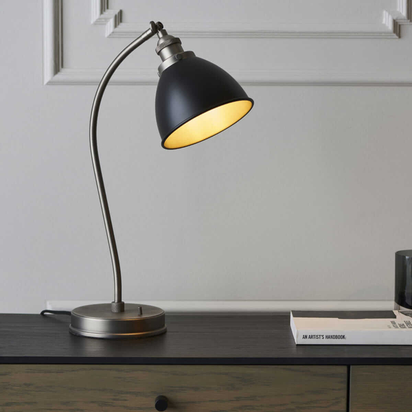 Gabinetowa lampa stołowa Franklin 98752 Endon retro cyna czarna