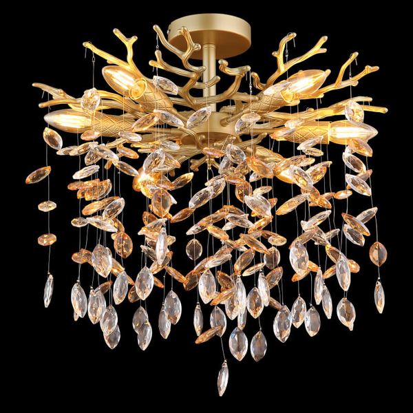 Kryształowa sufitowa lampa Queena 64138DG do salonu glamour złoty