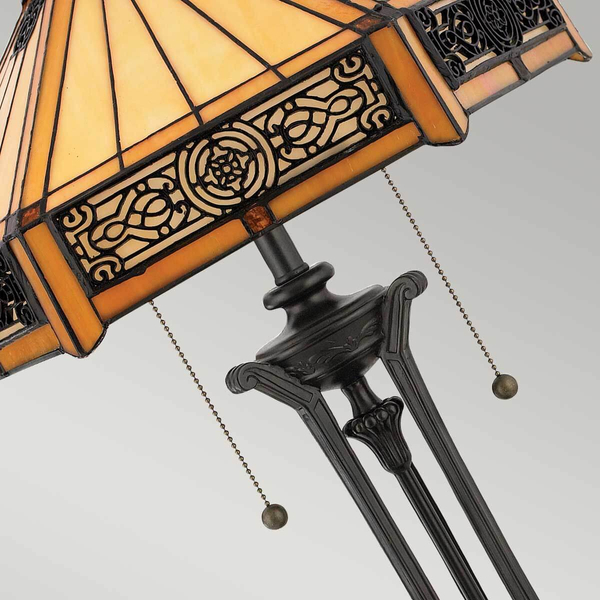 Stojąca lampa na stół Indus QZ-INDUS-TL Quoizel witraż kolorowy brąz