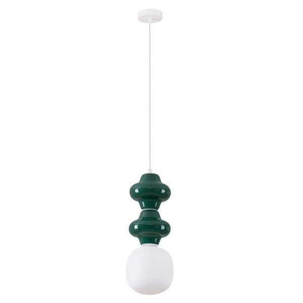 Lampa ceramiczna wisząca VILROSA LE44559 do salonu ciemnozielona biała