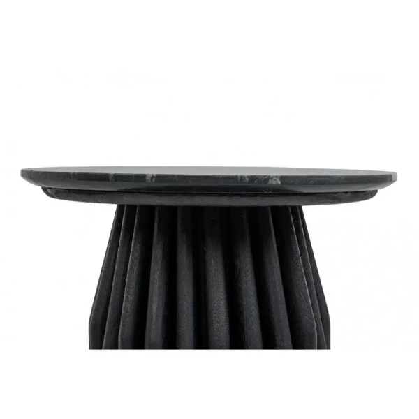 Drewniany stolik kawowy LEVANTE MM001501100336 czarny dekor marmuru 50cm