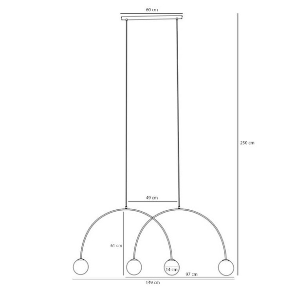 Wielopunktowa lampa wisząca Una 1116L11_L kule molekuły szkło koralowa