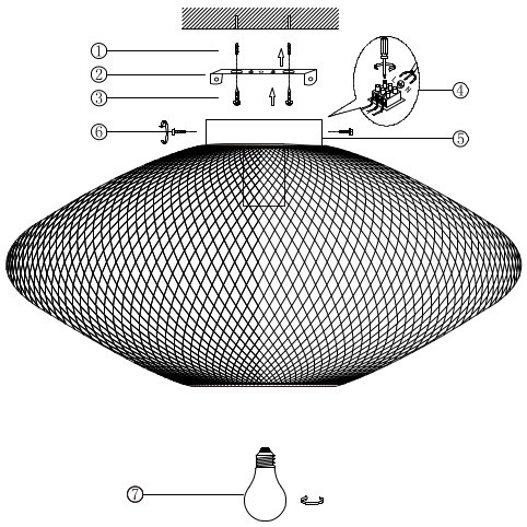 Industrialna LAMPA sufitowa MESH 21123/45/02 Lucide loftowa OPRAWA metalowa druciana złota