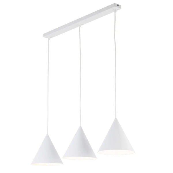 Potrójna lampa wisząca CONO 10011 stożkowa na listwie biały