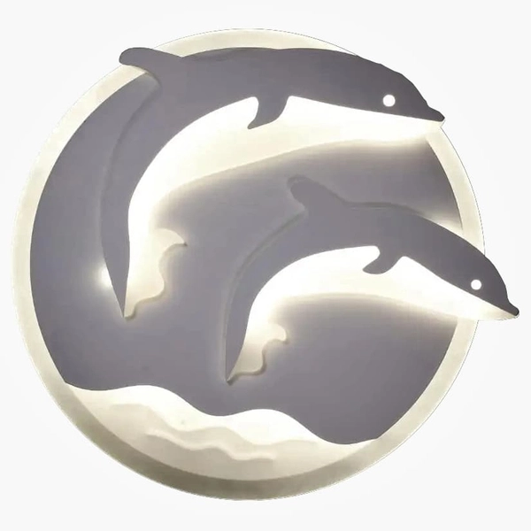 LAMPA sufitowa VEN P-666/1 dekoracyjna OPRAWA plafon LED 74W delfiny biały