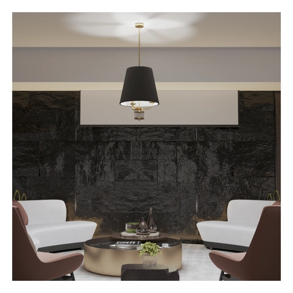 Wisząca lampa abażurowa Prato PRA-ZW-1 (ZM) nad stół mosiądz czarny