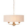 Wisząca lampa na łańcuchu Highclere 110723 z abażurem beżowa mosiądz
