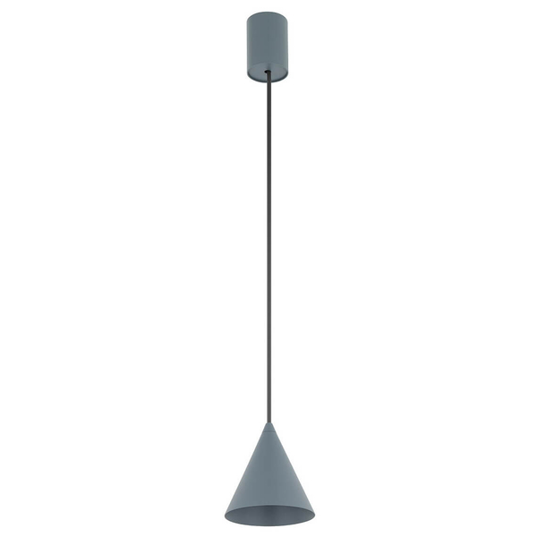 Wisząca lampa stożkowa do salonu ZENITH 11493 szary błękit
