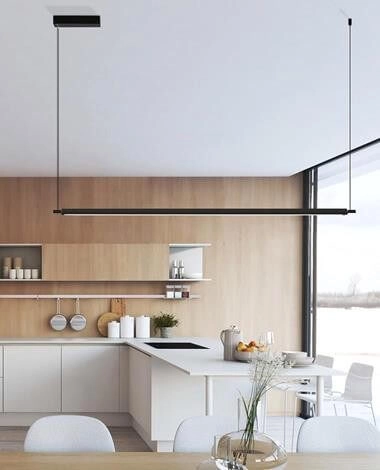 Minimalistyczna lampa wisząca Flash LED 54W 3000k czarna listwa