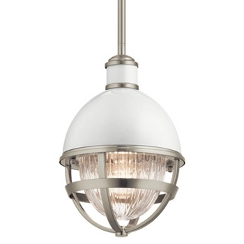 Lampa wisząca kopuła QN-TOLLIS-MP-BN szklana biała nikiel