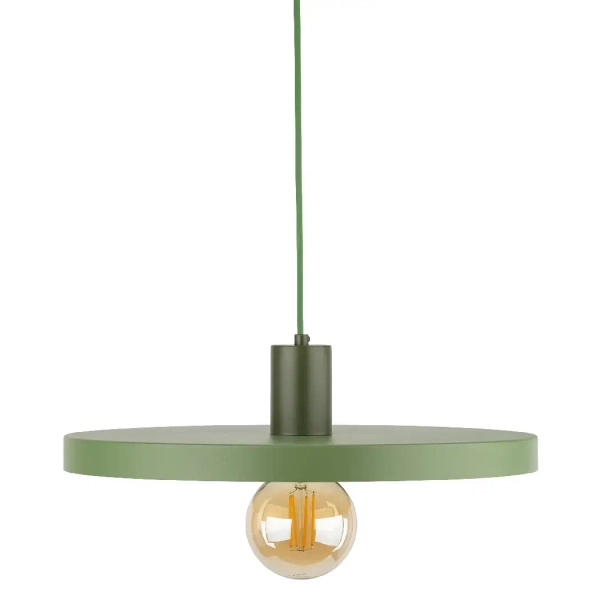 Metalowa zwisająca lampa Sila 10762 dysk na kablu zielony