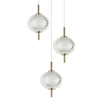 Potrójny żyrandol Corado PND-81418-3-BK-GD LED 12W 3000K kulisty złoty