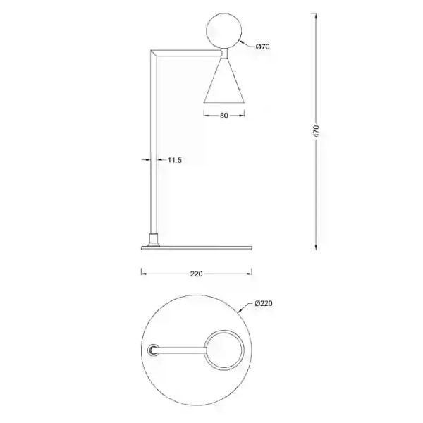 Stołowa lampa BINGO czarna T0069 1xLED 12W 3000K kula z wtyczką