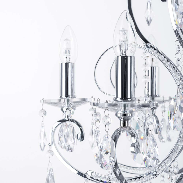 Pałacowa LAMPA wisząca BAROCCO MD72709-6A Italux świecznikowy ŻYRANDOL z kryształkami chrom maria teresa przezroczysta
