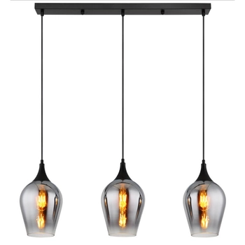 Potrójna lampa wisząca Ewald 155520-3HS szklana przydymiona czarny