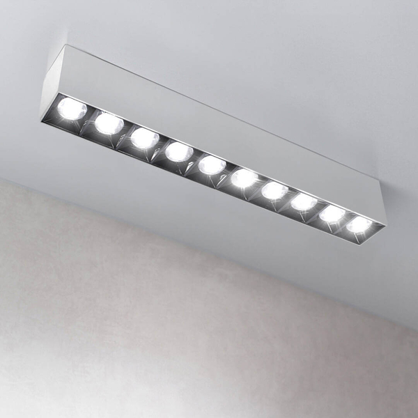 Prostokątna lampa natynkowa 1063 Domeno LED 30W 3000K oczka do pokoju biała