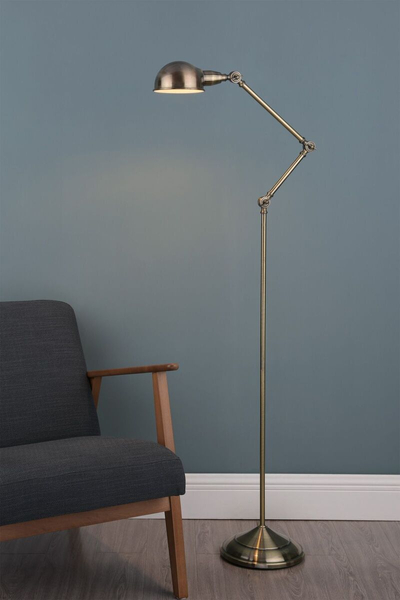 Podłogowa lampa vintage Ranger RAN4975 Dar Lighting regulowana mosiądz