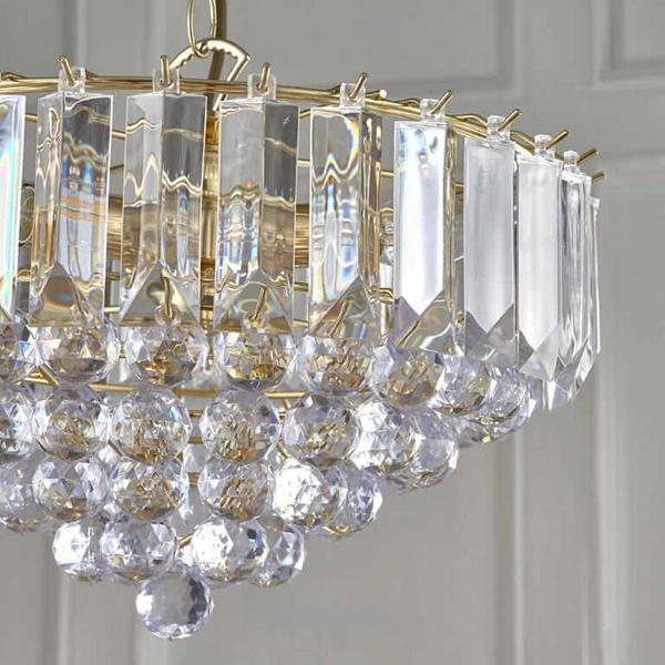 Lampa wisząca z kryształkami Fargo FARGO-14BP Endon mosiądz przezroczysta